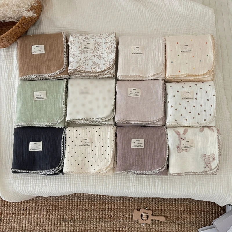

Cartoon Print Baby Muslin Square Face Towel Soft Burp Cloths Small Handkerchief Newborns Hand Towel Infant Essential