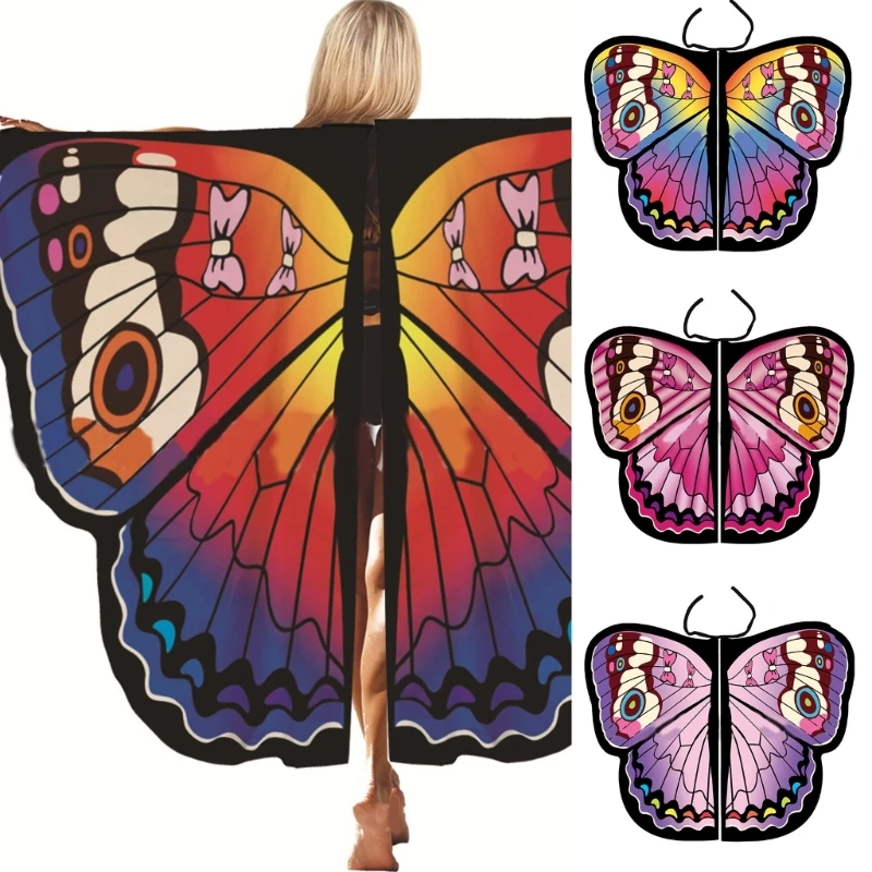 

Women Girls Butterfly Wing Shawl Dancing Party Fairy Costumes Cosplay Accessories for Christmas Halloween Dress up Cape Coverups