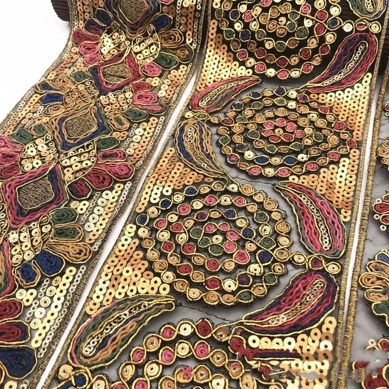 Lace Ribbon Lace Sewing Supplies Lace Sewing Accessories 1 Yards Flower Embroidery Lace Trim Sequined Ethnic Ribbon DIY Sewing Supplies for Clothes Dress Designer Fabric