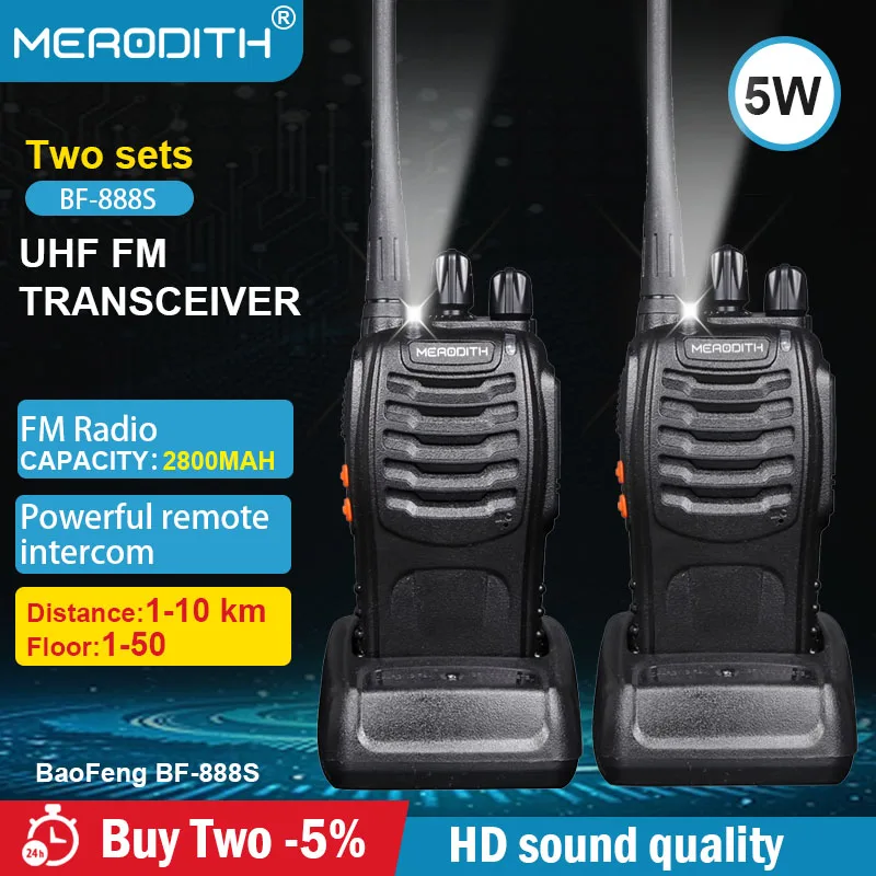 Tanio MERODITH walkie talkie profesional 888S radiotelefon daleki