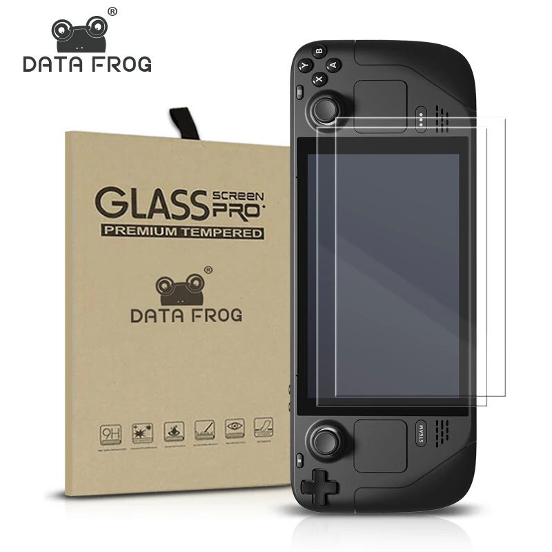 DATA FROG 2 Pack Screen Protector vetro temperato per Steam Deck 7 pollici 9H HD pellicola in vetro trasparente antigraffio per Steam Deck