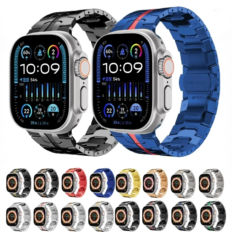 

Металлический ремешок для Apple Watch Ultra2 Band 9 8 7 49 мм 45 мм 41 мм 44 мм 40 мм 42 мм 38 мм Железный человек браслет для 6 5 4 SE Correa