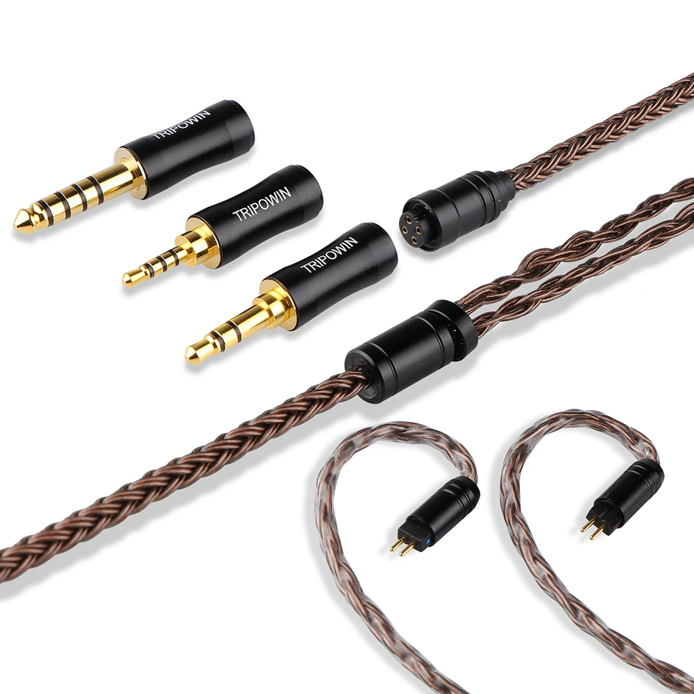 Âmbar Tripowin 32awg Ofc Oxigênio Livre Cabo Hifi Cabo Iem com Intercambiáveis 2.5 Milímetros 3.5 Milímetros 4.4 Milímetros Plug Pvc Luva para Audiophile - Image 3