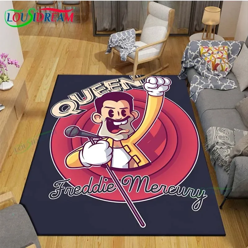 

Fashion Famous Band Q-Queen Printed Carpets Living Room Anti-Skid Area Rug Kids Bedroom Mats Yoga Mat Large Carpet Decor