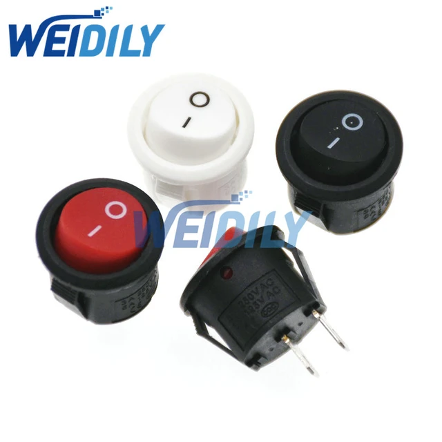 Round Push Button Switch On/Off 2-Pin Locking Bolt-On 3A/250V AC 