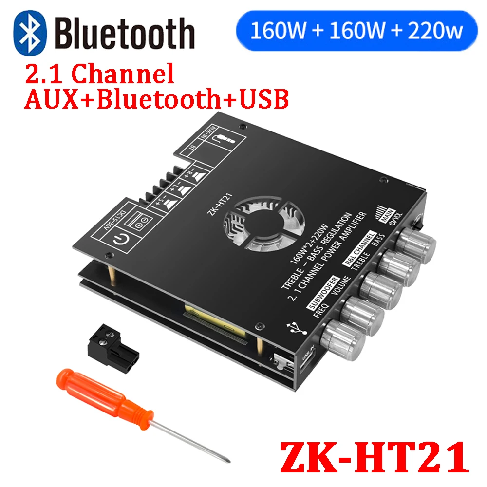 2x160 + 220W 2.1 Channel Bluetooth Digital Power Amplifier Board AUX Audio Stereo Subwoofer Amp Amplificador Board Module