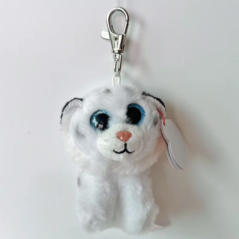 9cm Ty Beanie Big Eyes Small Pendant Keychain Clips Mini Stuffed Plush Toy Animals Doll Black Pattern Tiger Tundra Children Gift 4