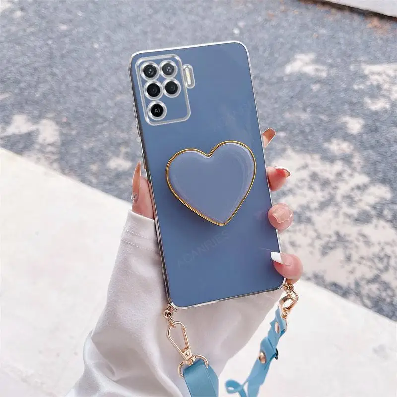 Elegant Love Heart Crossbody Lanyard Case with Cord Strap