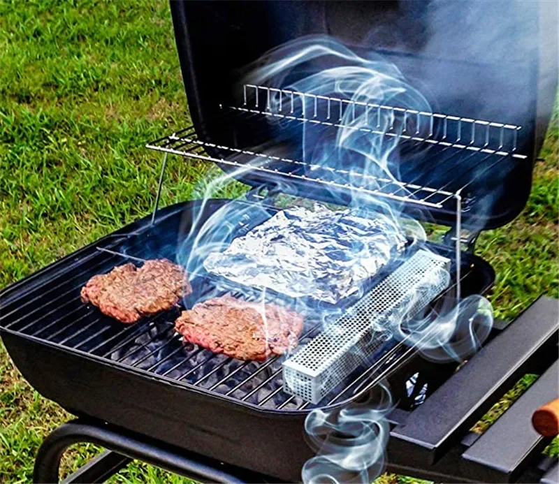 Tubo ahumador de pellets de madera para barbacoa, redondo y cuadrado, 6/12  pulgadas, generador de humo de acero inoxidable, tubo de malla para  parrilla, humo caliente o frío