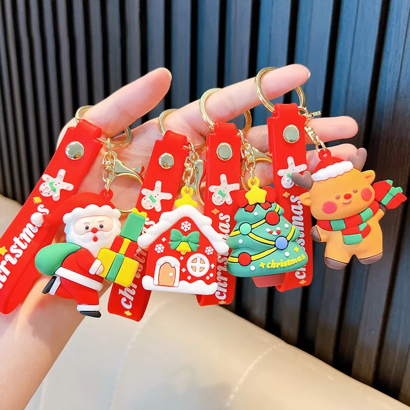 

Cartoon Merry Christmas Keychain Santa Claus Elk Snowman Car Keyring Pendant Bag for Women Accessories Festival Gifts Toys Girls