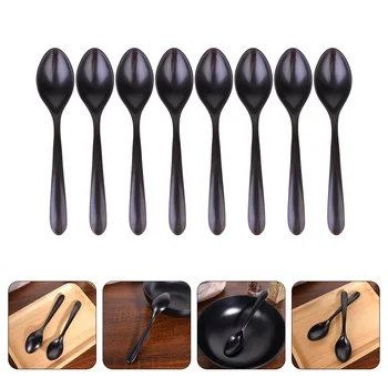 Cucchiai cucchiaio zuppa melamina nera manico imitazione Multi scoopsristorante caffè ceramica porcellana giapponese Ramen eatingstoviglie 1