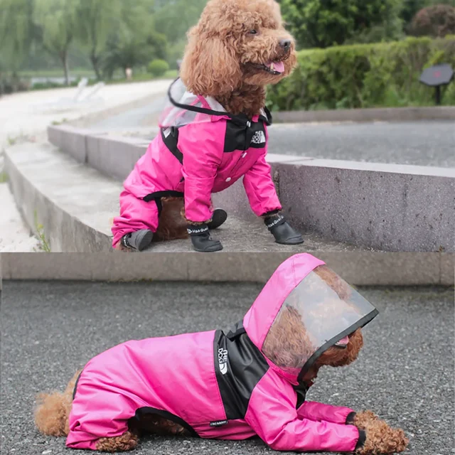 Pet Dog Raincoat Transparent Hooded Jumpsuit Dogs Waterproof Coat Water Resistant Clothes for Dogs Cats Jacket Pet Supplies 6