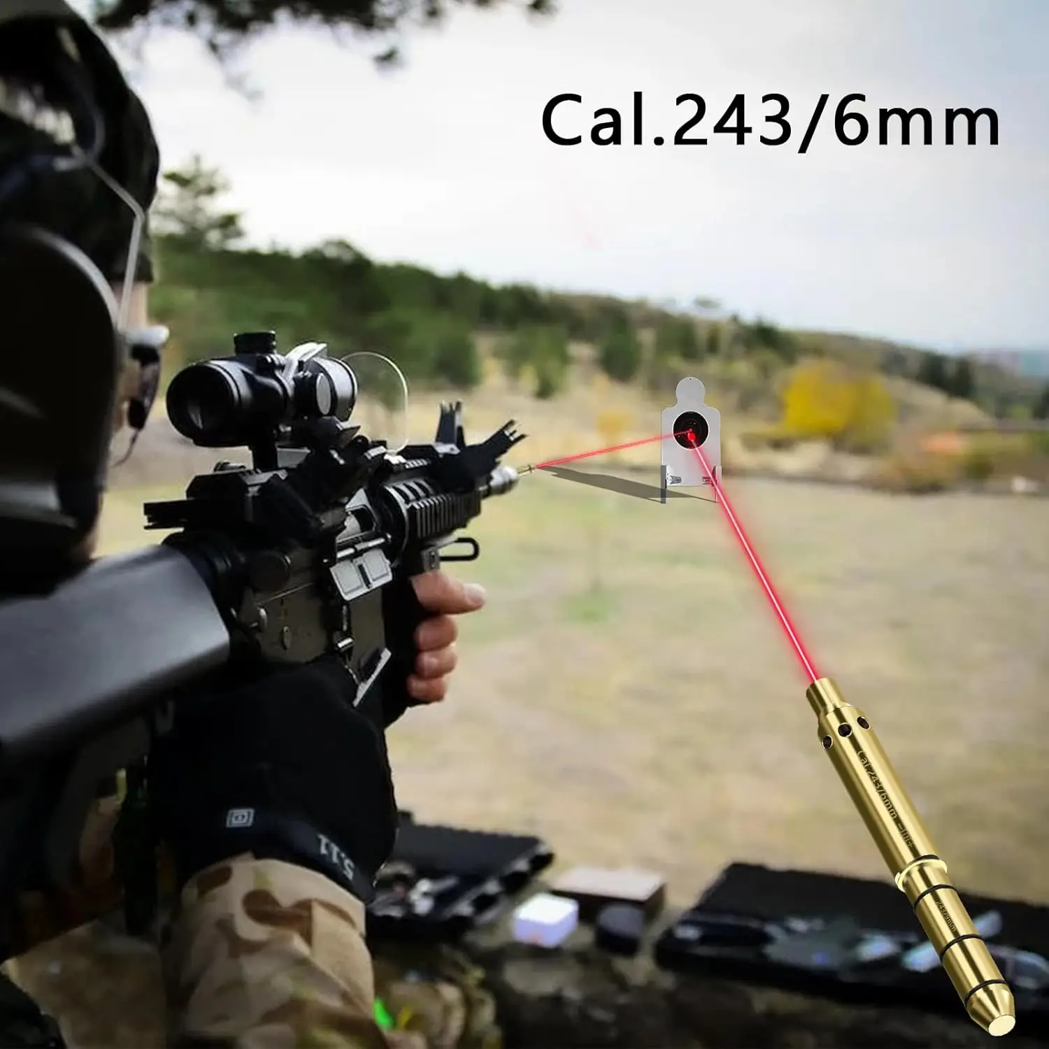 Gun Laser Bore Sight Pistol Rifle Red Dot Laser Pointer Cartridge Collimator Boresighter for 6mm 6.5mm 7.62mm/308Win .22lr