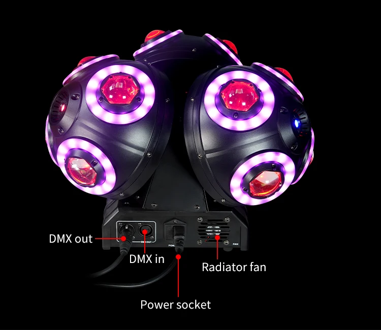 New 12x12W Rgbw 4 In 1 DMX512 Three Heads Football Led Moving Light For Stage Di