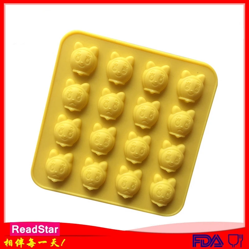 

20PCS/LOT ReadStar 16CO073RD100 16 Cavities Cat Head Chocolate Silicone Mold 5 Holes Baking Mould DIY Soap Mold