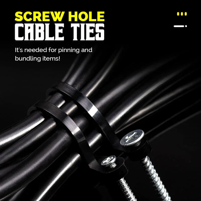 Screw Hole Cable Ties 100Pcs Fixed Cable Tie Nylon Zip Ties with Screw Hole Mount Self Locking Loop Wrap Bundle Tie Straps