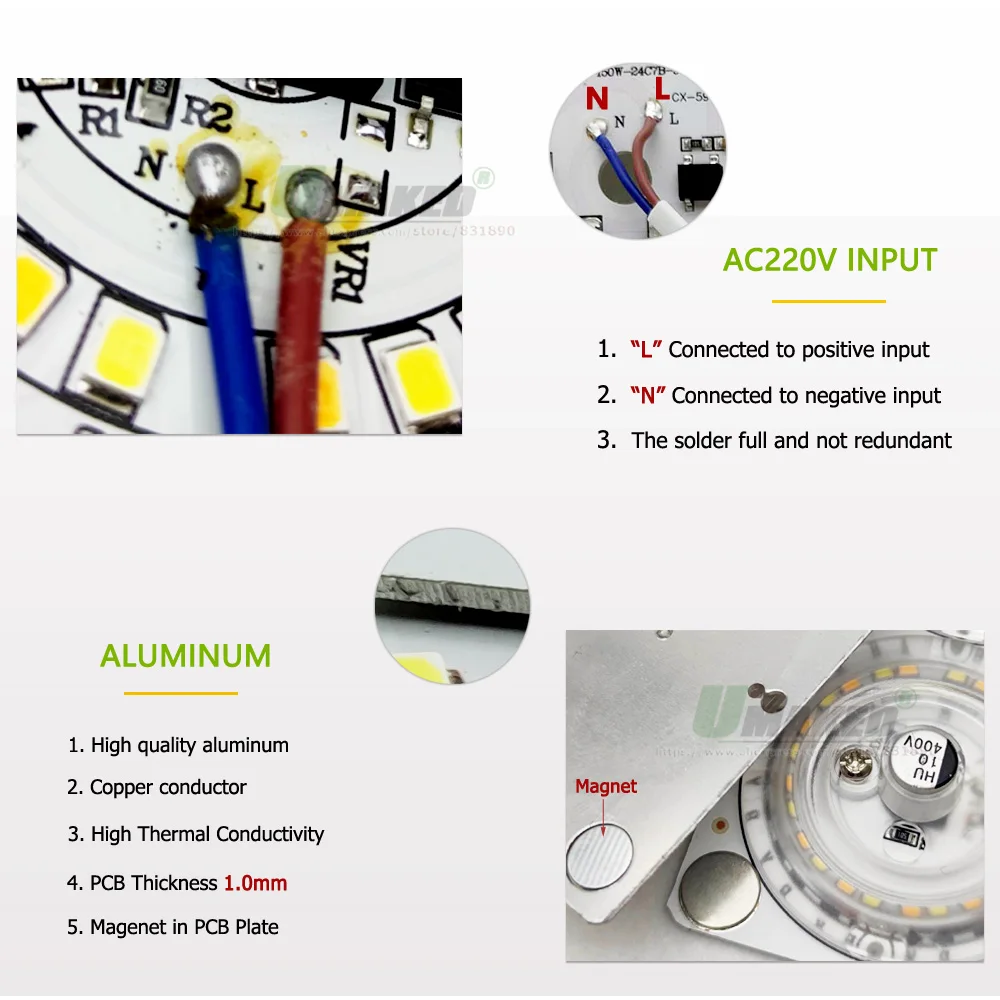 AC220V LED Moudle 12W 18W 24W 36W Aluminum Heatsink Plate Lighting Kits SMD2835 110lm/W For Ceiling Lamps Source Replace DIY 1Pc led light led modules led module