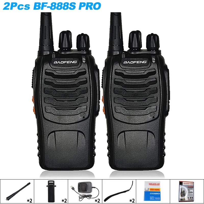 2PCS Baofeng BF-888S Pro Walkie Talkie Long Range Wireless Copy Frequency Type-C Portable 5W 16CH UHF400-470MHz Ham 2Way Radio 6