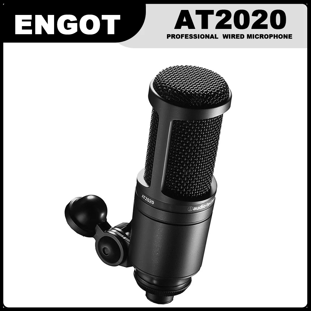Профессиональный проводной кардиоидный конденсаторный микрофон AT2020 для записи голоса, профессиональный студийный микрофон