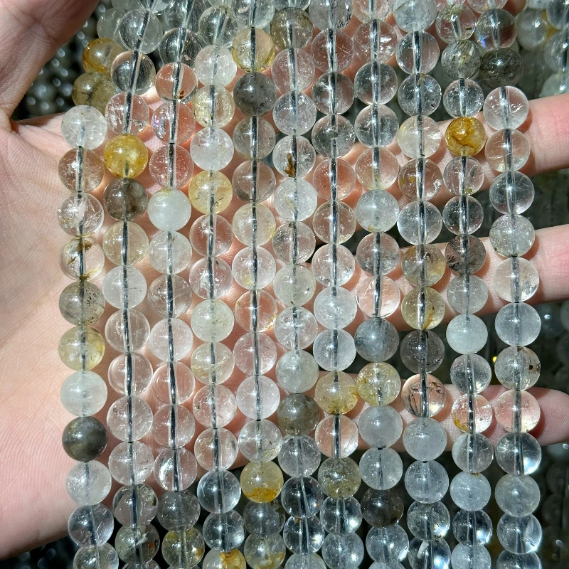 Natural Herkimer Diamond crystal round 6mm 8mm 10mm multicolor  38cm  loose beads Jewelry DIY for jewelry making 2