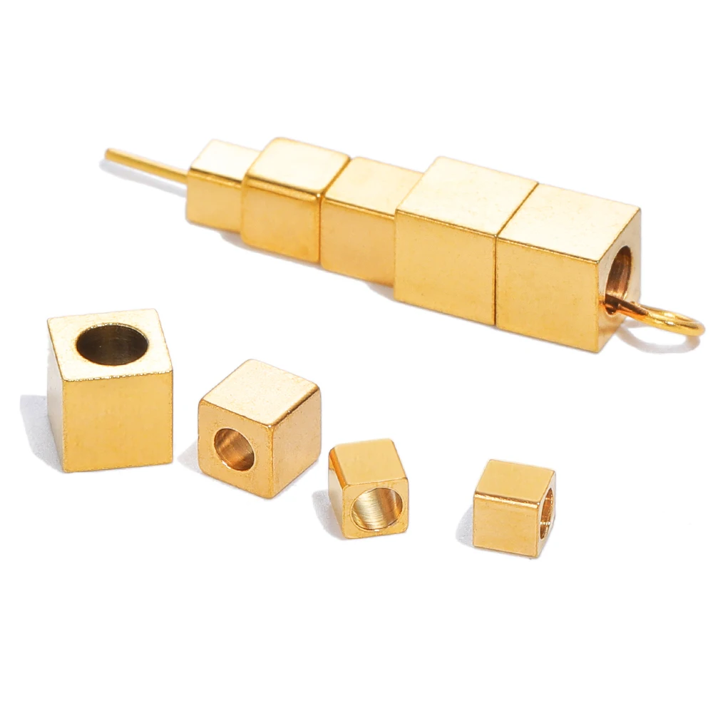 

20/50Pcs 3mm 4mm 5mm Stainless Steel Cube Spacer Beads Square Loose Beads for DIY Bracelet Jewelry Making Necklace Supplies