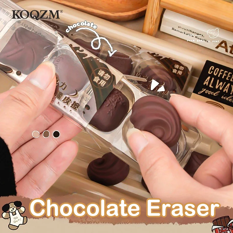 4 pezzi creativi simpatici gomma da cancellare al cioccolato simulata gomma da cancellare per studenti cancelleria Kawaii disegno in gomma forniture per ufficio regali - immagine 5