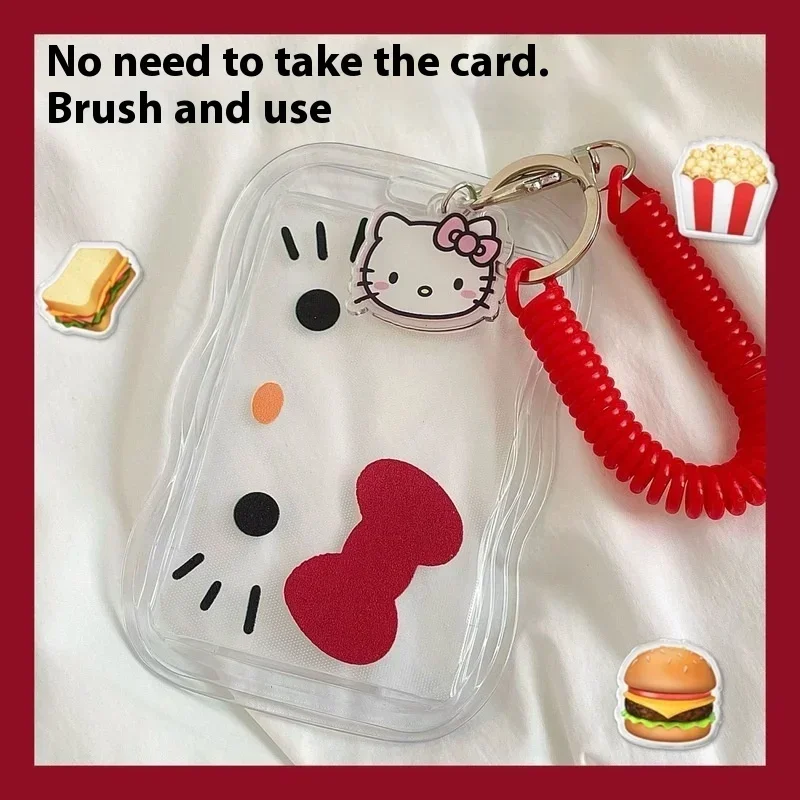 Card Holder Kawaii Cartoon Hello Kitty Cute KT Cat ID Card Student Girls Keychain Bus Gifts