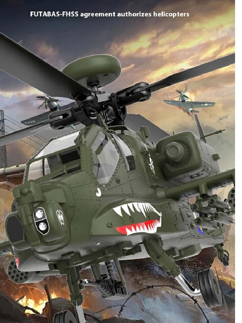 Yuxiang F11 Apache Armed Remote Control Helicopter 3d Inverted 6-Channel Flight Model Simulation Unmanned Helicopter Toy Gift 2