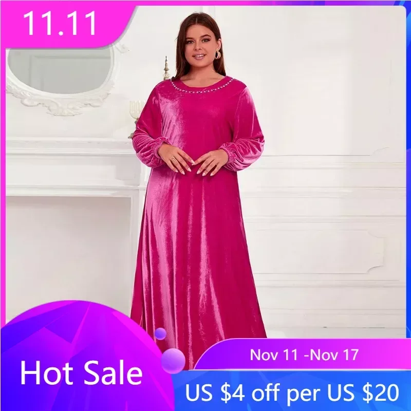 African Wedding Party Dresses for Women 2023 Autumn Elegant African Long Sleeve O-neck Plus Size Long Dress Muslim Fashion Abaya