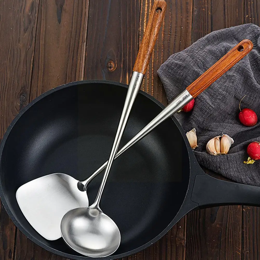 Kitchen Wok Spatula And Ladle Tool 17 Inches Spatula For Wok Steel Kitchen Cookware Tools