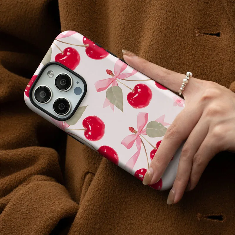 Pink Cherry 2-in-1 Film Shell Phone Case