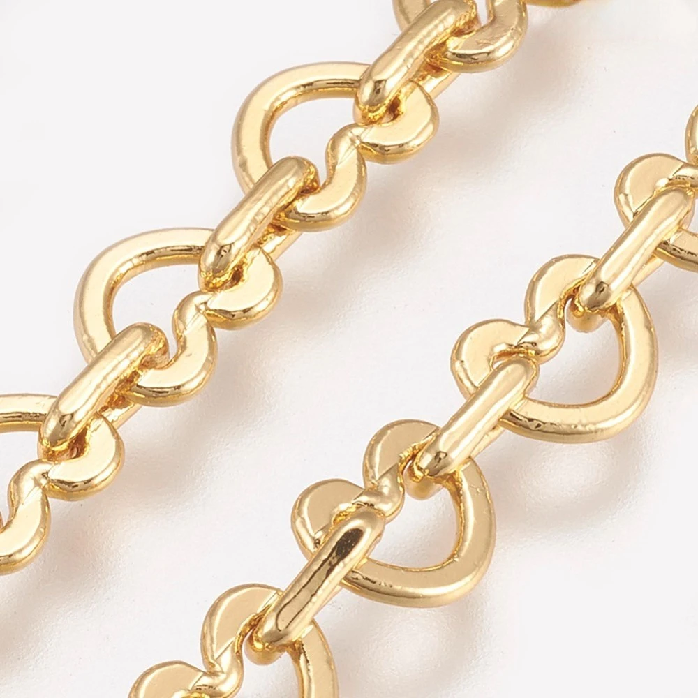 

1pc Brass Heart Link Chain Necklaces with Lobster Claw Clasps Long-lasting Plated Real 18K Gold Plated 21.8 inch(55.5cm)