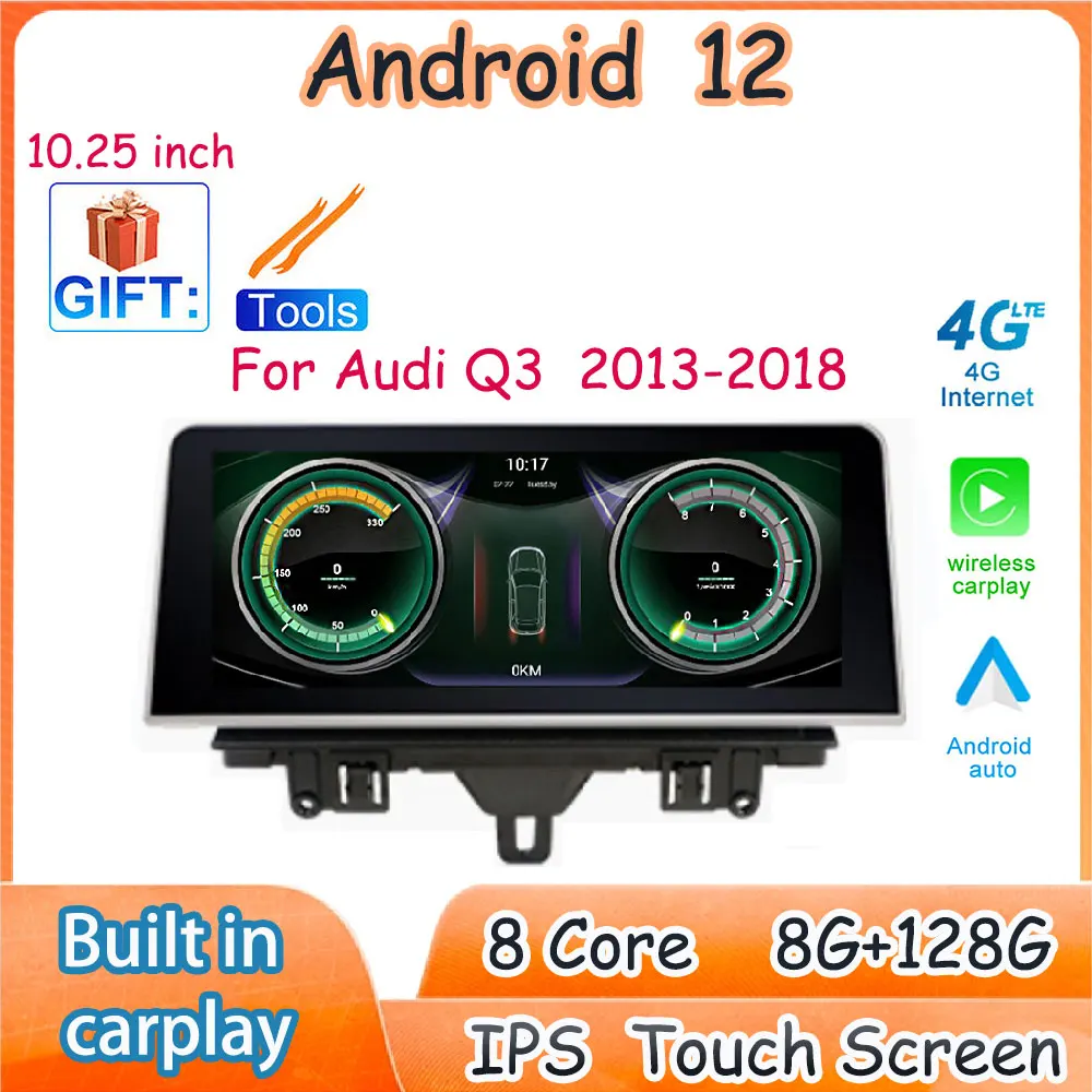 10.25 "para audi q3 2013 2018 android 12 sistema acessórios do carro