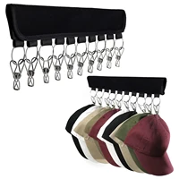 Foldable Hat Hanger Fabric Cap Towel Holders Stainless Steel Clips Multifunctional Clothes Hanger Wardrobe Clothing Organization 1