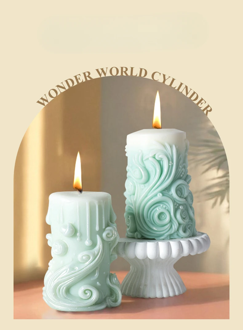 Description Picture 2 of itemSnowflake Carved Cylindrical Silicone Candle Mould Wave Carved Cylindrical Scented Candle Silicone Mold