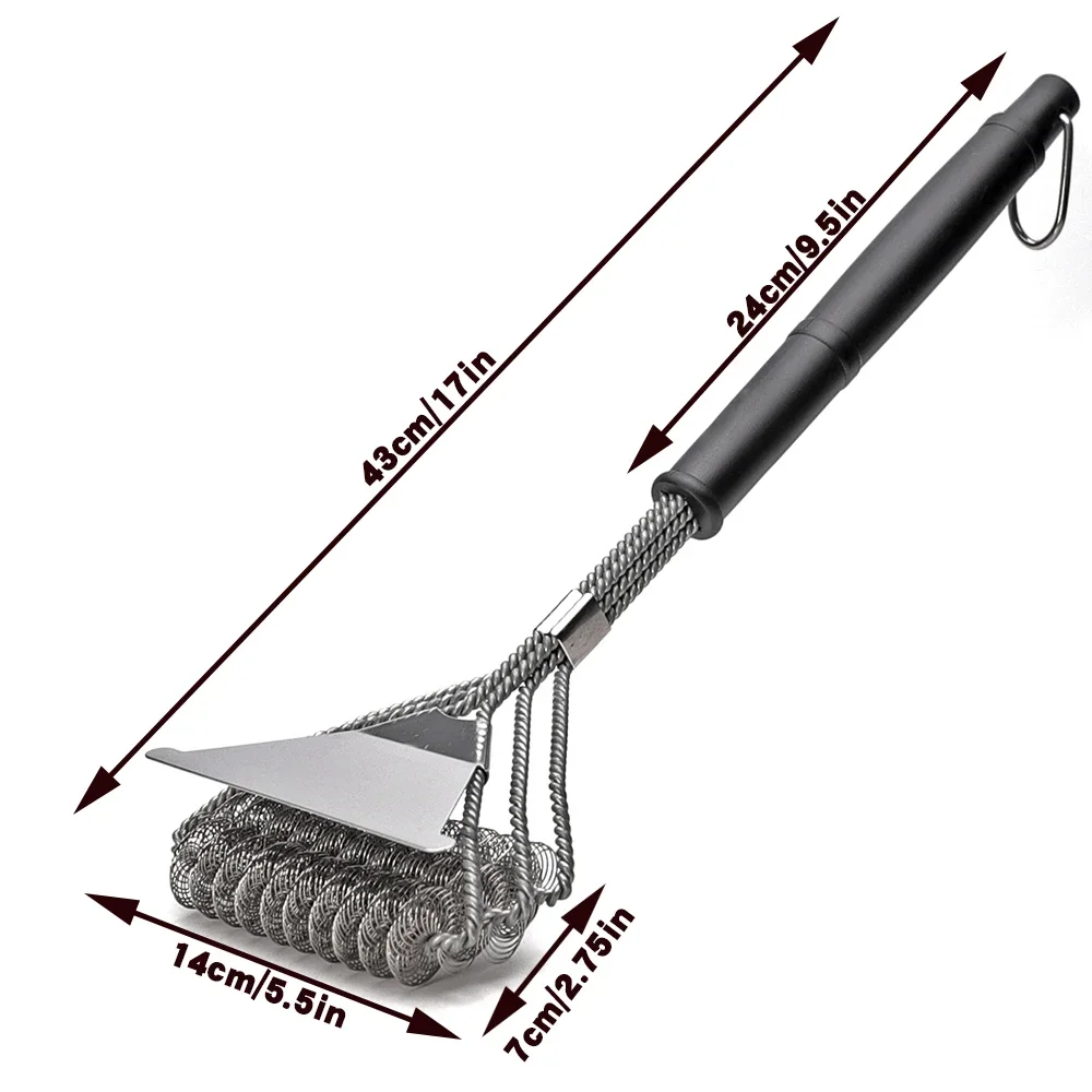 Safe Grill Brush Bristle Free BBQ Grill Brush Rust Resistant Stainless Steel Barbecue Cleaner Grilling Accessories