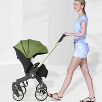 Poussette bidirectionnelle 4 en 1 multifonctionnelle pour nouveau-né, chariot pliable 3 en 1 avec siège 6