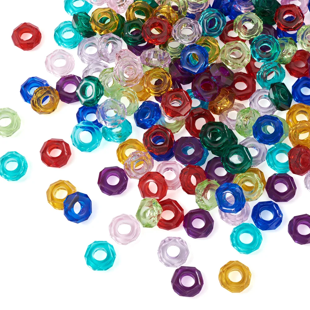 180Pcs Transparent Resin European Beads Large Hole Spacer Beads For Bracelet Necklace Jewelry Making DIY Supplies 13~14x5mm