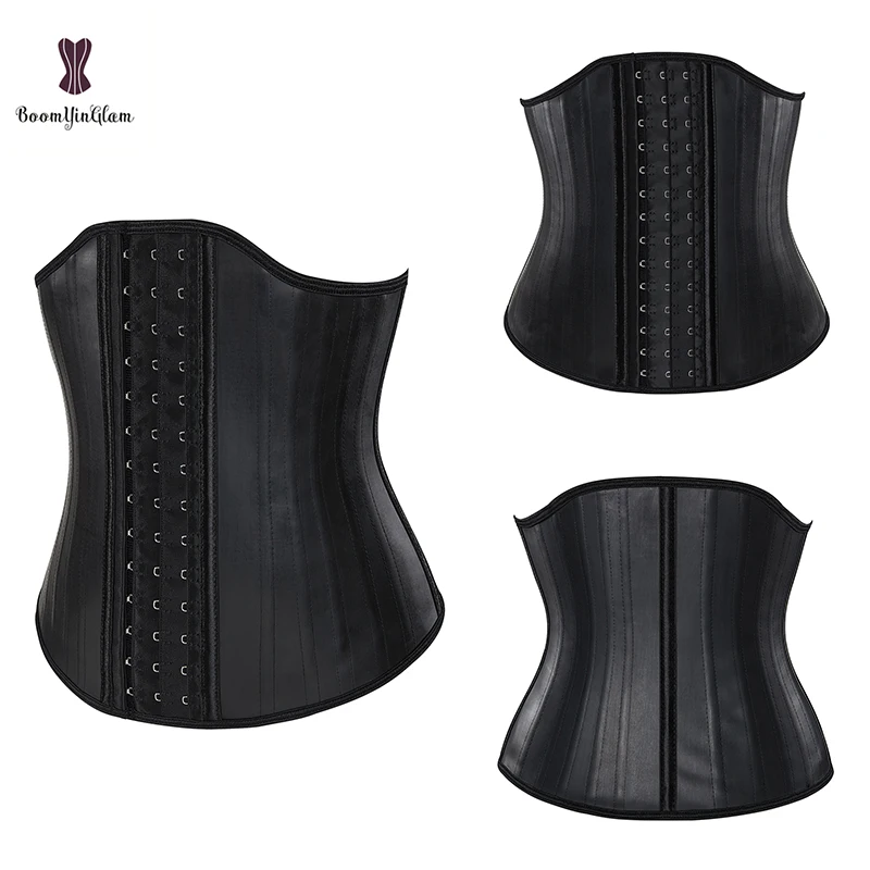 Black Women U Bust Shapers Latex Waistband Workout Girdle Colombia Slimming Belt 25 Steel Bones Corset Waist Trainer