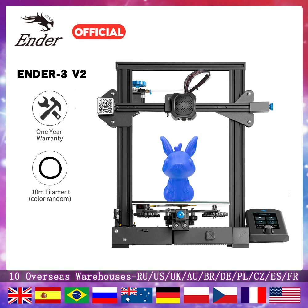 latest 3d printer 3D Printer Ender 3 V2 Mainboard Silent TMC2208 Stepper Drivers 32bit New UI&4.3 Inch Color Lcd Carborundum Glass Bed 3d Printers 3dprinter