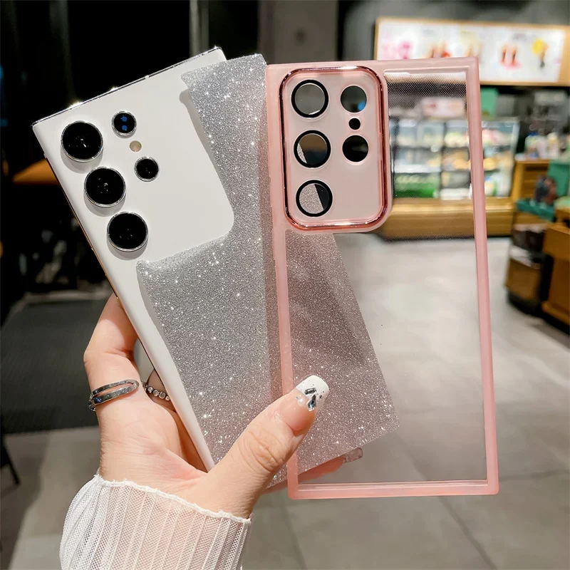 Glitter Silicone Case For Samsung Galaxy A15 S23 A05 A04 A14 A34 A54 A52 A13 A23 A33 A53 A73 Lens Protetcor Soft Cover_voghion.com