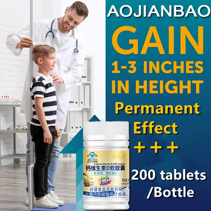 Height Growth Calcium Vitamin D Pills Natural Vegan Capsules To Grow