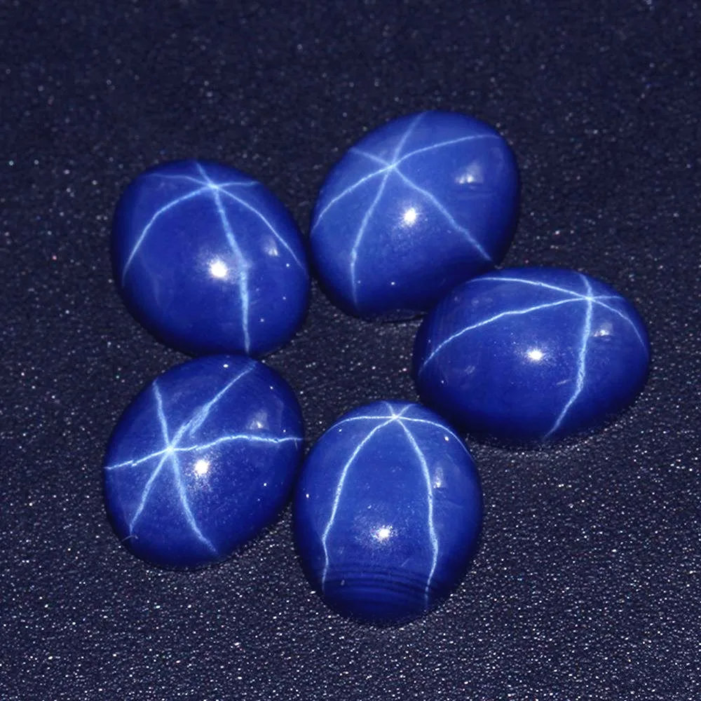 

High Quality Star Sapphire Oval Cabochon Smooth Polished Surface Egg Shape Mohs Hardness 9 Star Sapphire Cabochon SC018