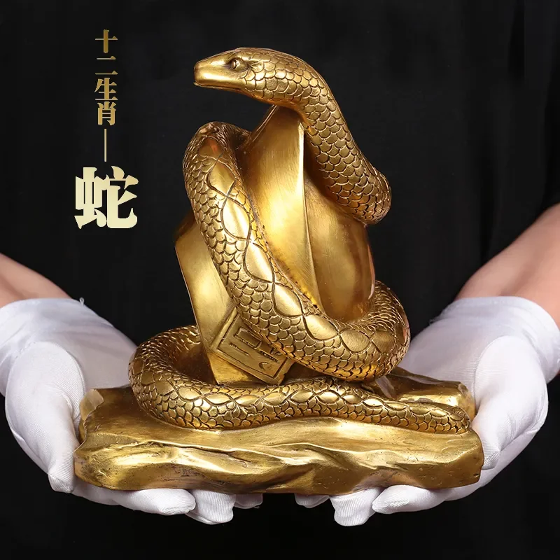 

Southeast Asia Thailand Good luck mascot Fortune snake Cobra God godlen COPPER statue HOME shop Recruit wealth talisman LARGE