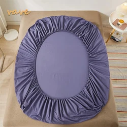 Luxurious Cotton Fitted Bed Sheet with Elastic Band - Solid Color Mattress Protector - 100x200cmx10cm (Grey blue)