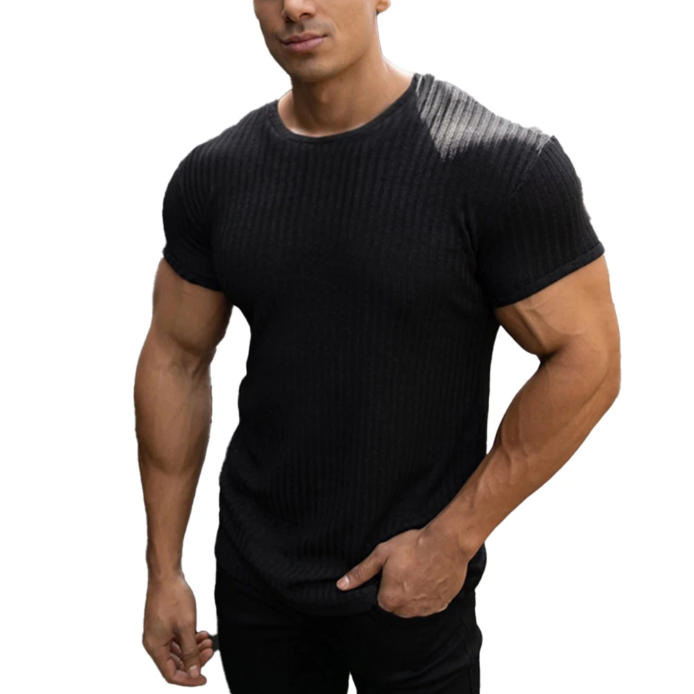 

Tops T Shirt Beach Daily Casual Comfortable Fashion Men Muscle Round Collar Short Sleeve Slim Soft Top Fashion