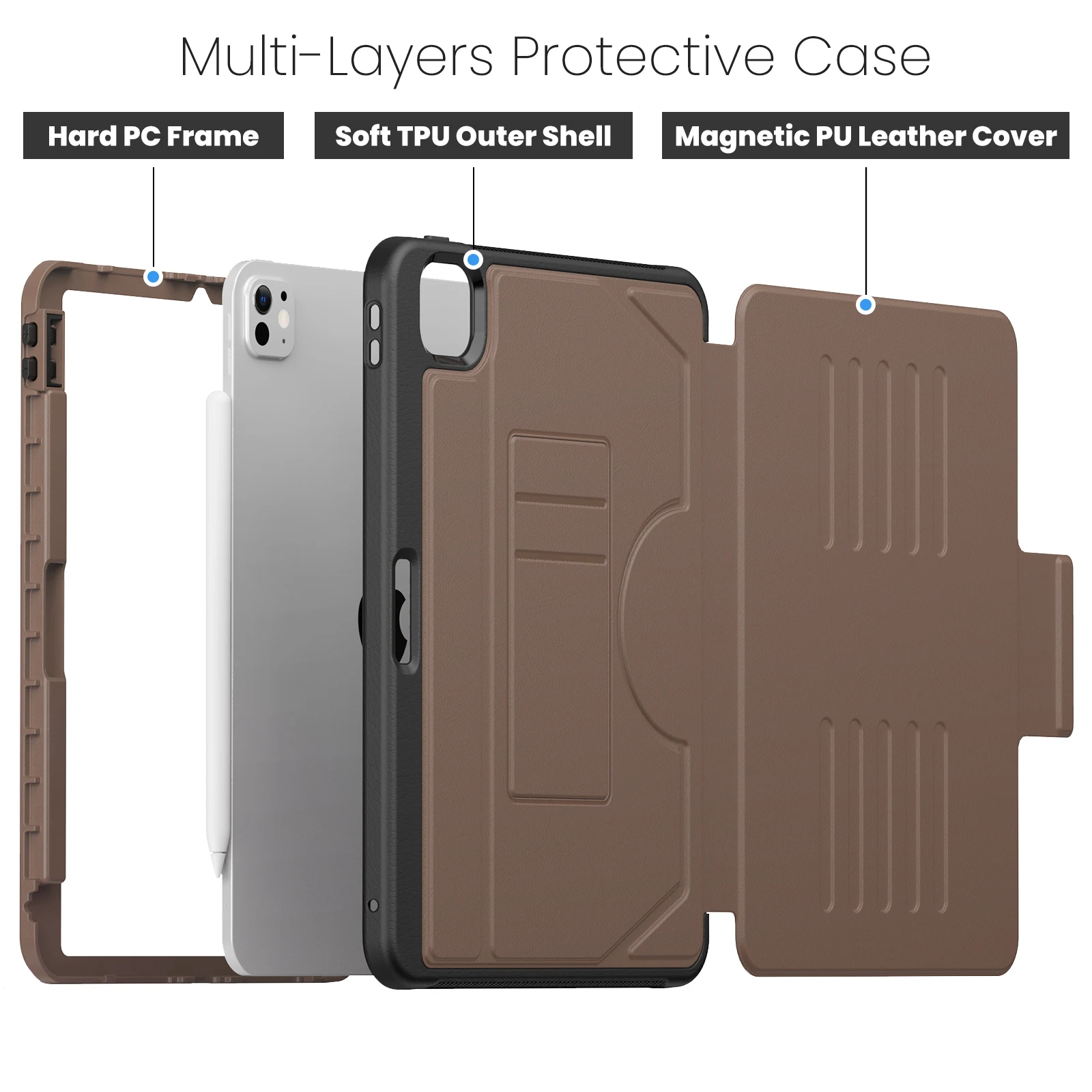 Premium Leather Tablet Stand Cover - Luxurious Protective Case