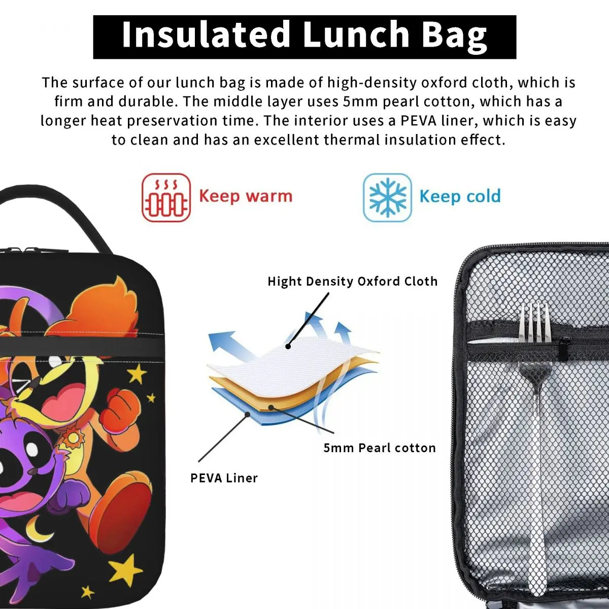 Catnap And Dogday Together Happy Insulated Lunch Bags Leakproof Smiling Critters Lunch Container Cooler Bag Lunch Box Tote 5