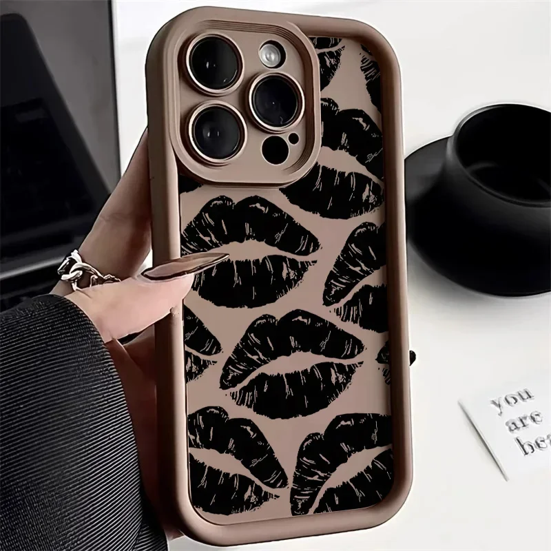 Lip Print Shockproof Silicone Phone Case - Soft Bumper Back Cover