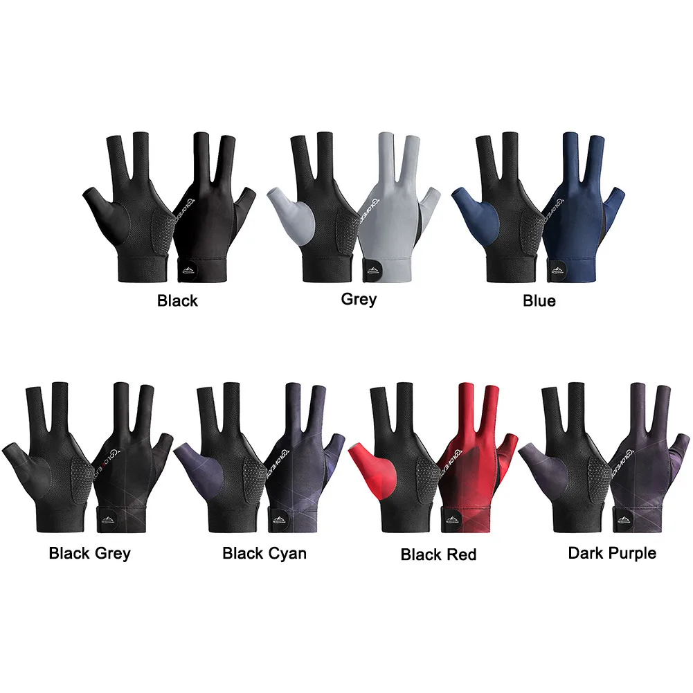 Open Finger Billiard Pool Gloves Adjustable Sticker Polyester Snooker Billiards Gloves Smooth Soft Reusable Training Accessories